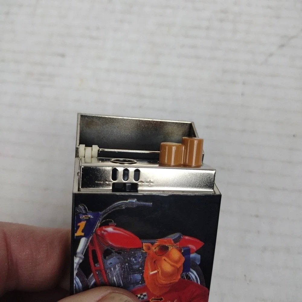 VTG CAMEL Y2K Motorcycle Joe 90's PRO Black Flip-Top Lighter Non Refillable
